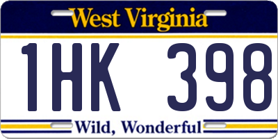 WV license plate 1HK398