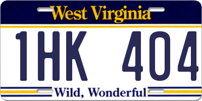 WV license plate 1HK404