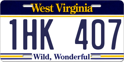 WV license plate 1HK407