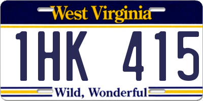 WV license plate 1HK415