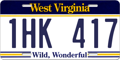 WV license plate 1HK417