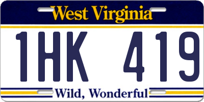 WV license plate 1HK419