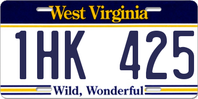 WV license plate 1HK425