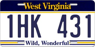 WV license plate 1HK431