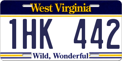 WV license plate 1HK442