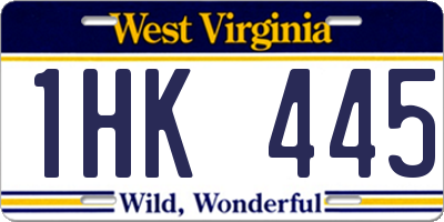 WV license plate 1HK445