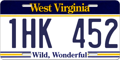WV license plate 1HK452