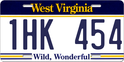 WV license plate 1HK454