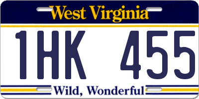 WV license plate 1HK455