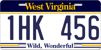 WV license plate 1HK456