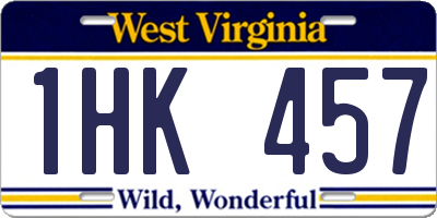 WV license plate 1HK457