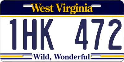 WV license plate 1HK472