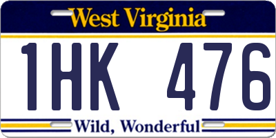 WV license plate 1HK476