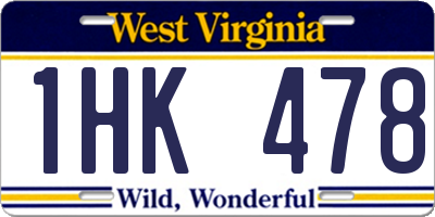 WV license plate 1HK478