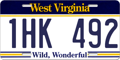 WV license plate 1HK492
