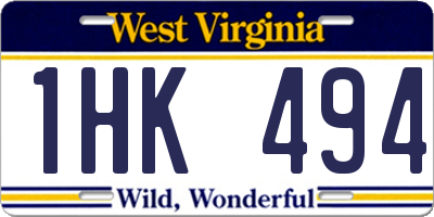 WV license plate 1HK494