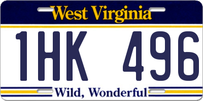 WV license plate 1HK496