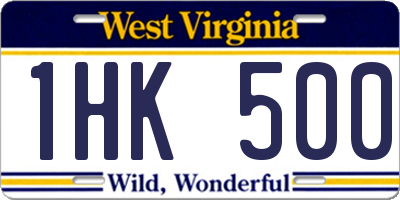 WV license plate 1HK500