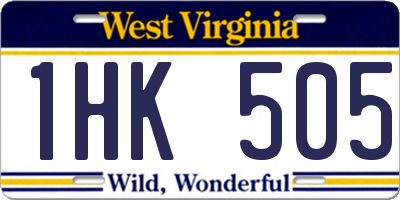WV license plate 1HK505