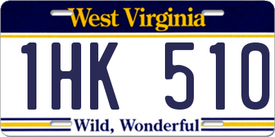 WV license plate 1HK510