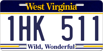 WV license plate 1HK511