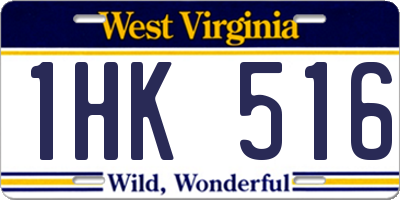 WV license plate 1HK516