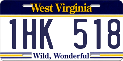 WV license plate 1HK518