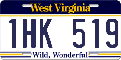 WV license plate 1HK519