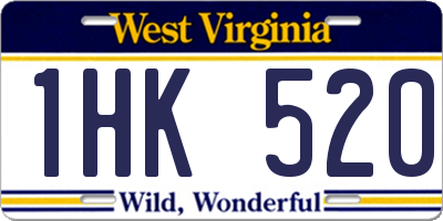 WV license plate 1HK520