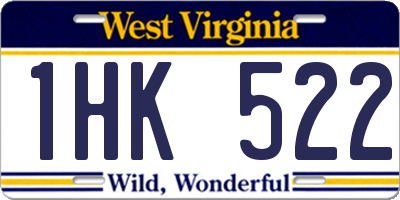 WV license plate 1HK522