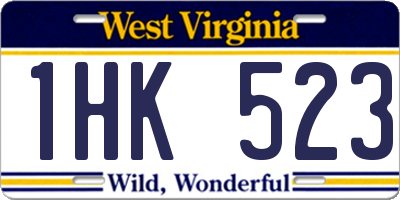 WV license plate 1HK523