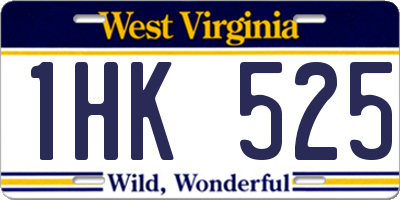 WV license plate 1HK525