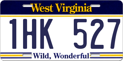 WV license plate 1HK527