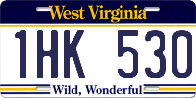 WV license plate 1HK530