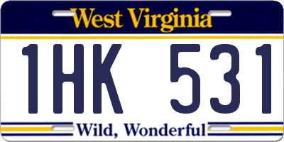 WV license plate 1HK531