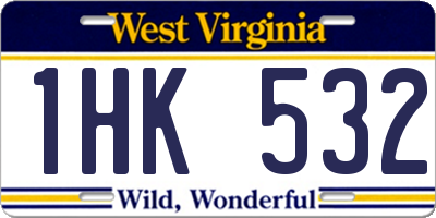 WV license plate 1HK532