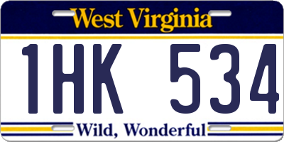 WV license plate 1HK534