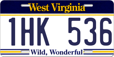 WV license plate 1HK536