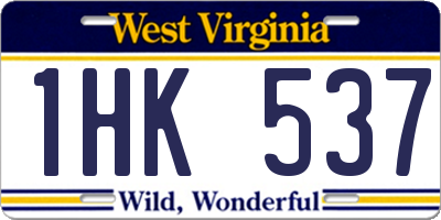 WV license plate 1HK537