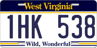 WV license plate 1HK538