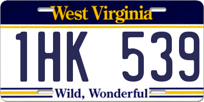 WV license plate 1HK539