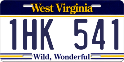 WV license plate 1HK541