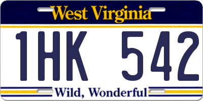 WV license plate 1HK542
