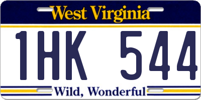 WV license plate 1HK544