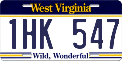 WV license plate 1HK547