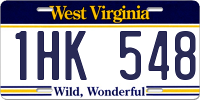 WV license plate 1HK548
