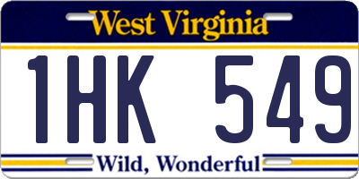 WV license plate 1HK549