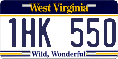 WV license plate 1HK550