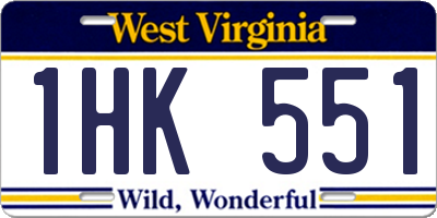 WV license plate 1HK551