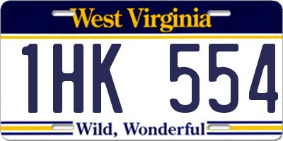 WV license plate 1HK554